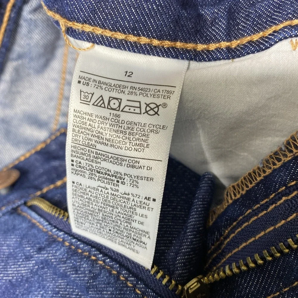 OLD NAVY‎ Girls Blue Denim Frayed Hem High Rise Adjustable Waist Shorts Size 12